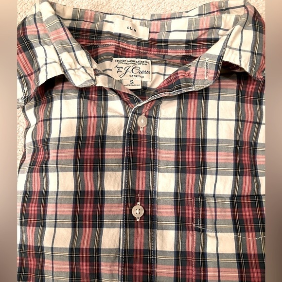 J.Crew Stretch Secret Wash Cotton Poplin Button Down Shirt Plaid Small - Picture 4 of 6